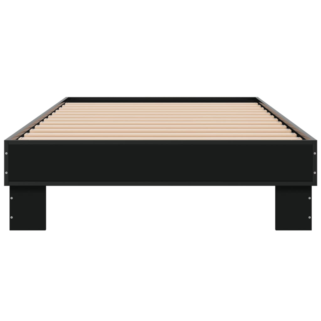 Bedframe bewerkt hout en metaal zwart 75x190 cm is nu te koop bij PeponiXL, paradijselijk wonen!