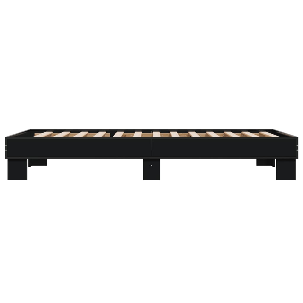 Bedframe bewerkt hout en metaal zwart 75x190 cm is nu te koop bij PeponiXL, paradijselijk wonen!