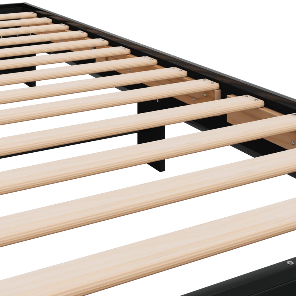 Bedframe bewerkt hout en metaal zwart 75x190 cm is nu te koop bij PeponiXL, paradijselijk wonen!