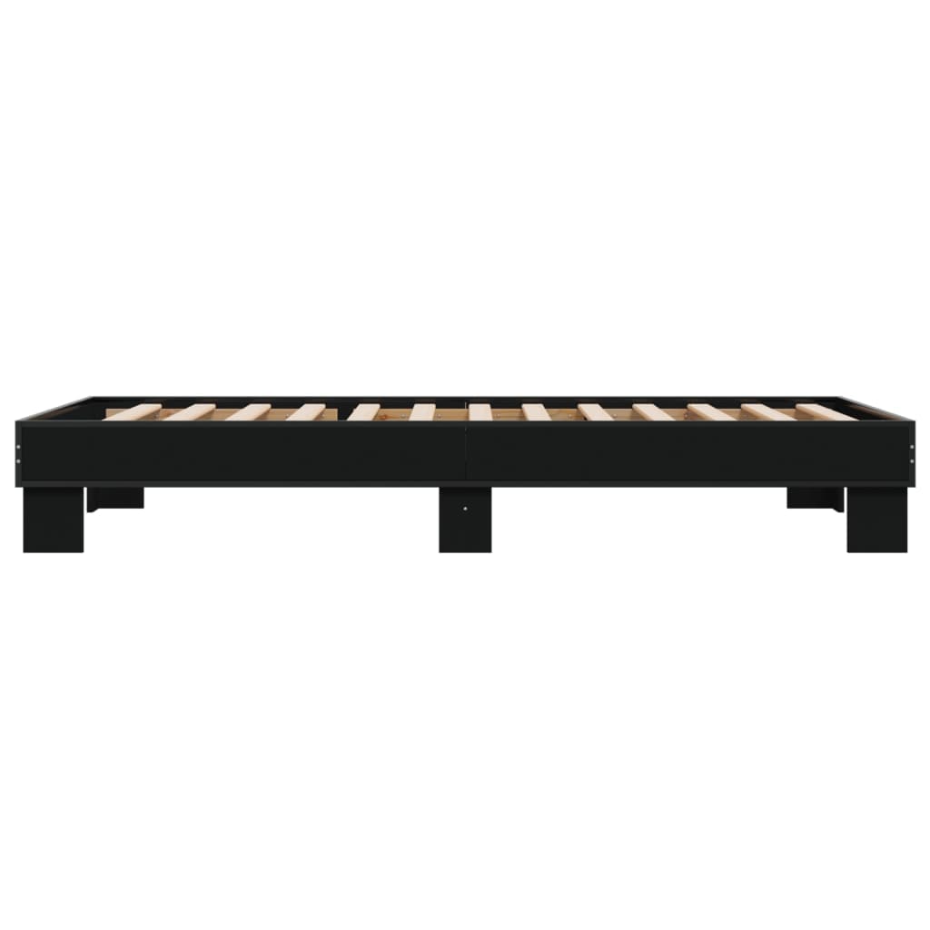 Bedframe bewerkt hout en metaal zwart 90x190 cm is nu te koop bij PeponiXL, paradijselijk wonen!