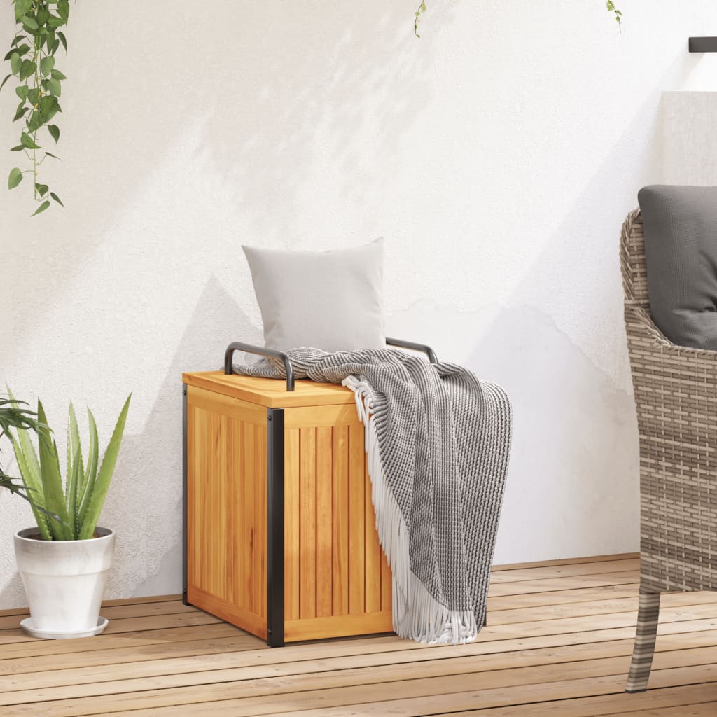 Kussenbox 45x45x45/53 cm massief acaciahout en staal is nu te koop bij PeponiXL, paradijselijk wonen!