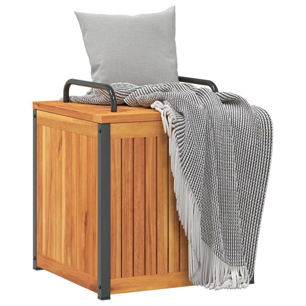 Kussenbox 45x45x45/53 cm massief acaciahout en staal is nu te koop bij PeponiXL, paradijselijk wonen!