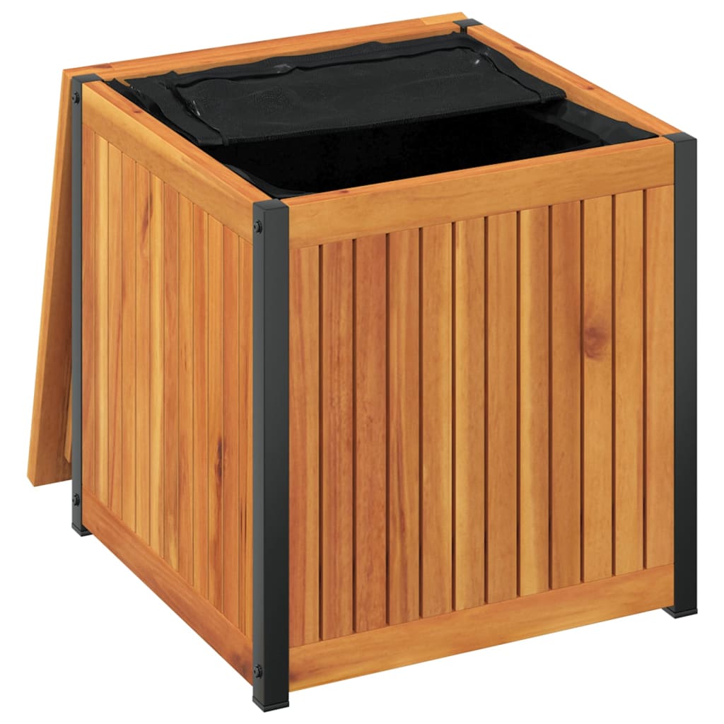 Kussenbox 45x45x45/53 cm massief acaciahout en staal is nu te koop bij PeponiXL, paradijselijk wonen!