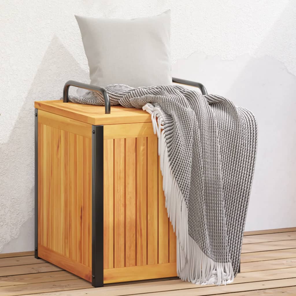 Kussenbox 45x45x45/53 cm massief acaciahout en staal is nu te koop bij PeponiXL, paradijselijk wonen!