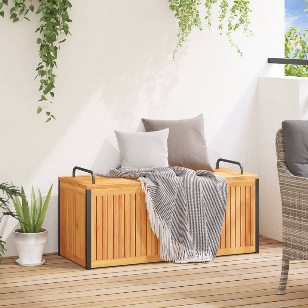Kussenbox 110x45x42/53 cm massief acaciahout en staal is nu te koop bij PeponiXL, paradijselijk wonen!