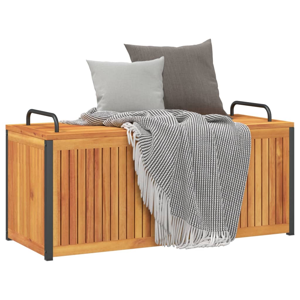 Kussenbox 110x45x42/53 cm massief acaciahout en staal is nu te koop bij PeponiXL, paradijselijk wonen!