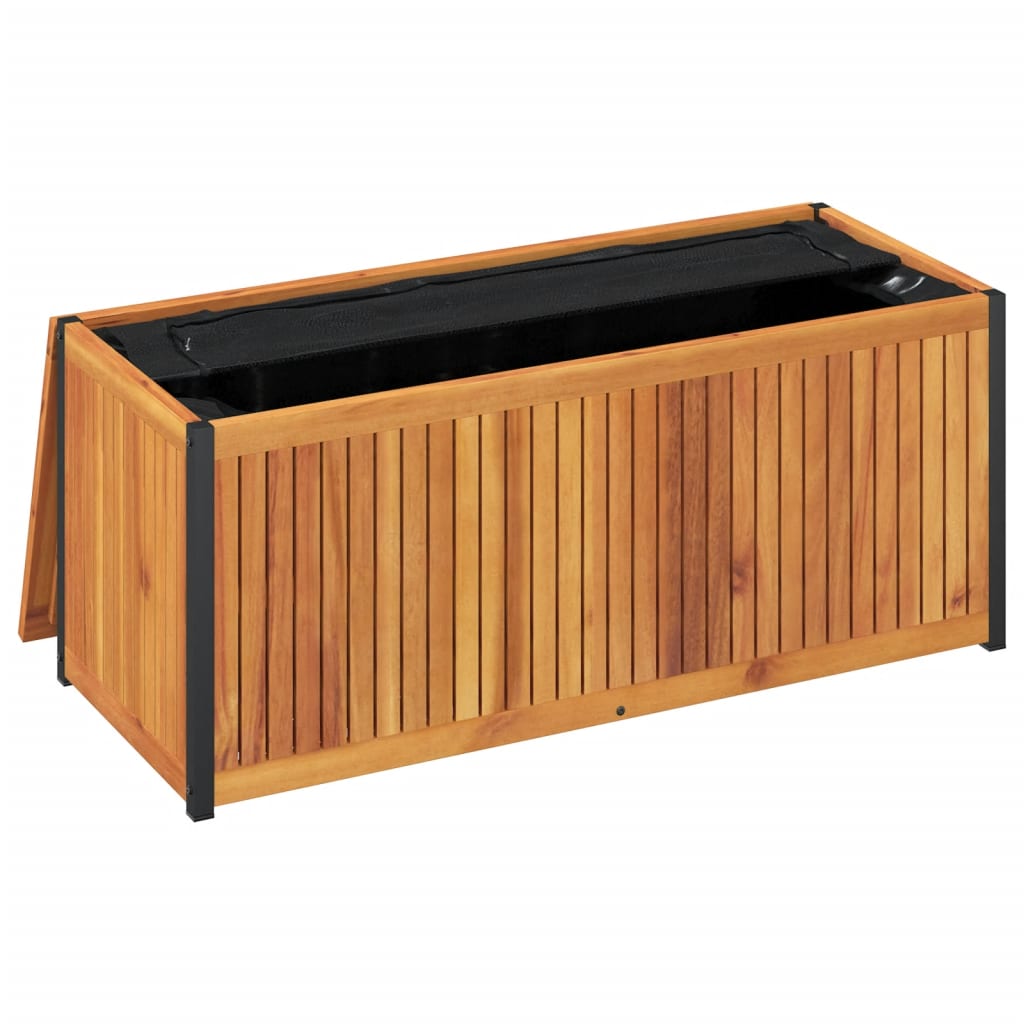 Kussenbox 110x45x42/53 cm massief acaciahout en staal is nu te koop bij PeponiXL, paradijselijk wonen!