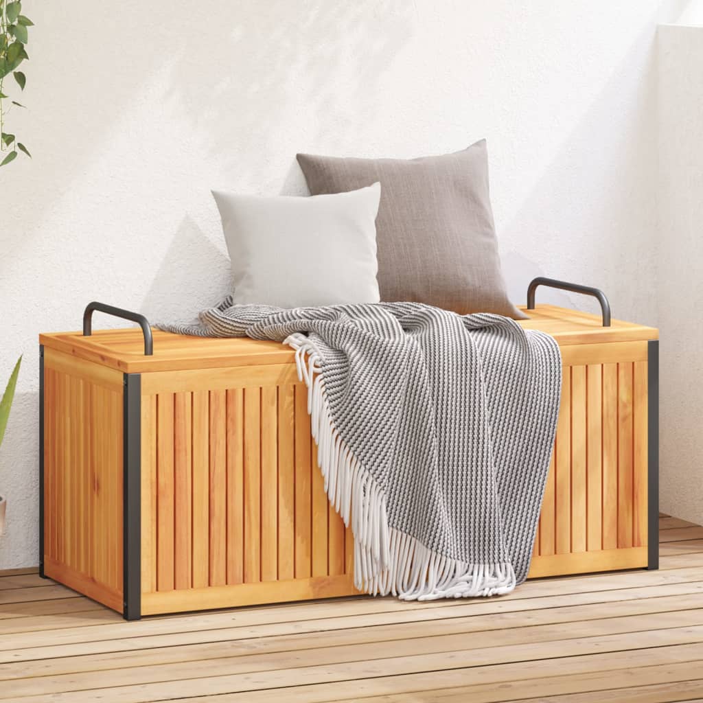Kussenbox 110x45x42/53 cm massief acaciahout en staal is nu te koop bij PeponiXL, paradijselijk wonen!