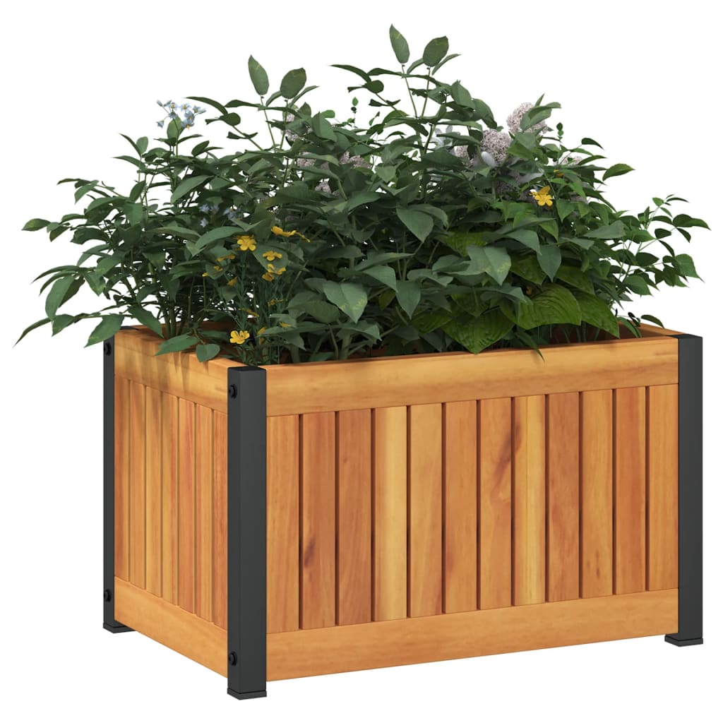 Plantenbak 45x30x27,5 cm massief acaciahout en staal is nu te koop bij PeponiXL, paradijselijk wonen!