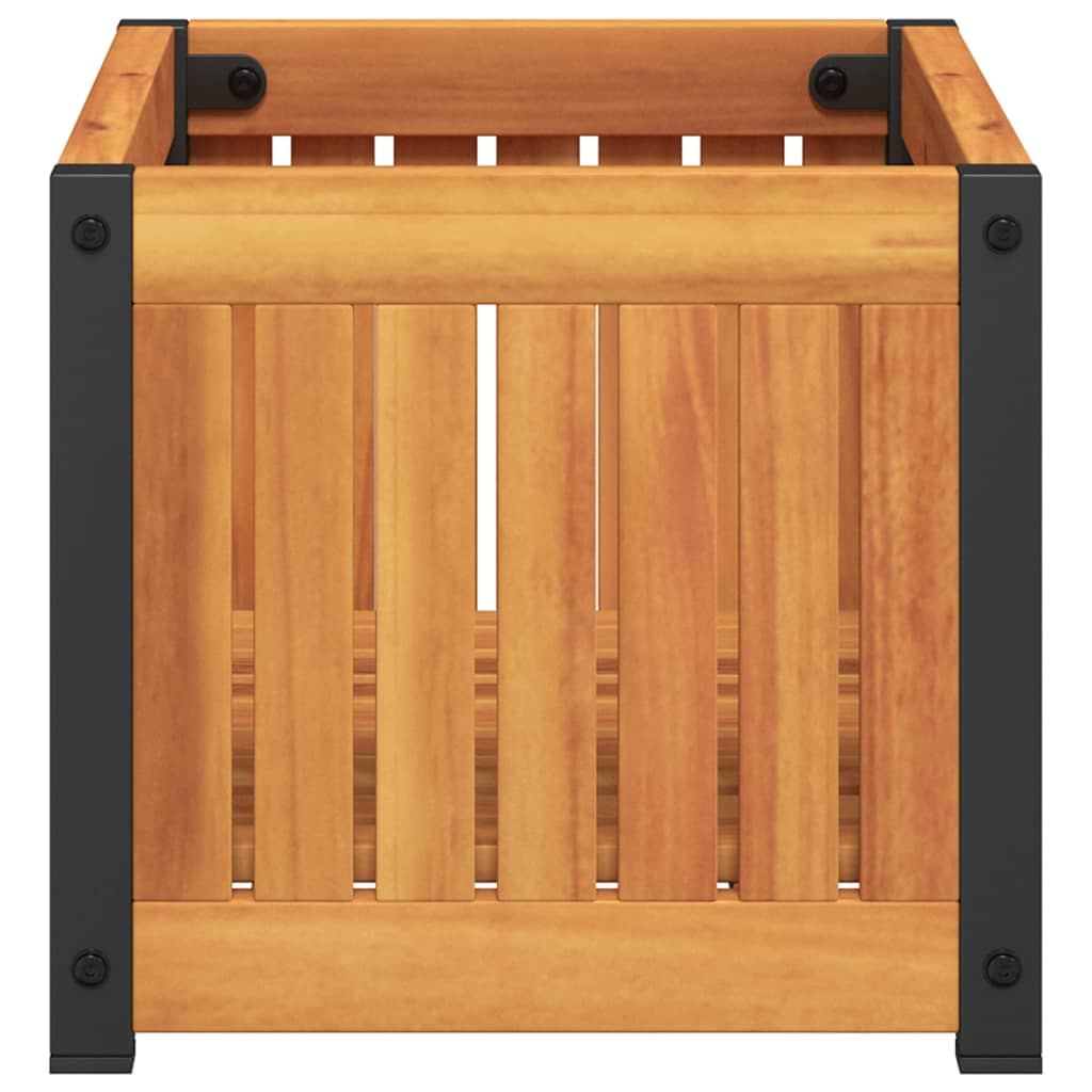 Plantenbak 45x30x27,5 cm massief acaciahout en staal is nu te koop bij PeponiXL, paradijselijk wonen!