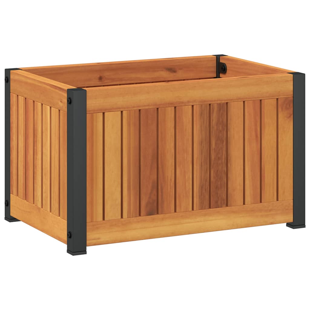 Plantenbak 45x30x27,5 cm massief acaciahout en staal is nu te koop bij PeponiXL, paradijselijk wonen!