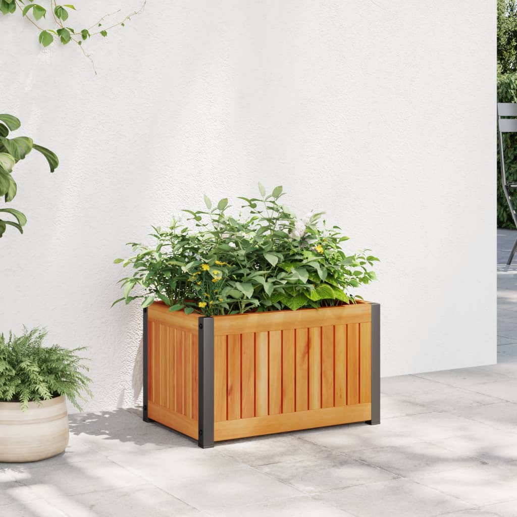 Plantenbak 45x30x27,5 cm massief acaciahout en staal is nu te koop bij PeponiXL, paradijselijk wonen!