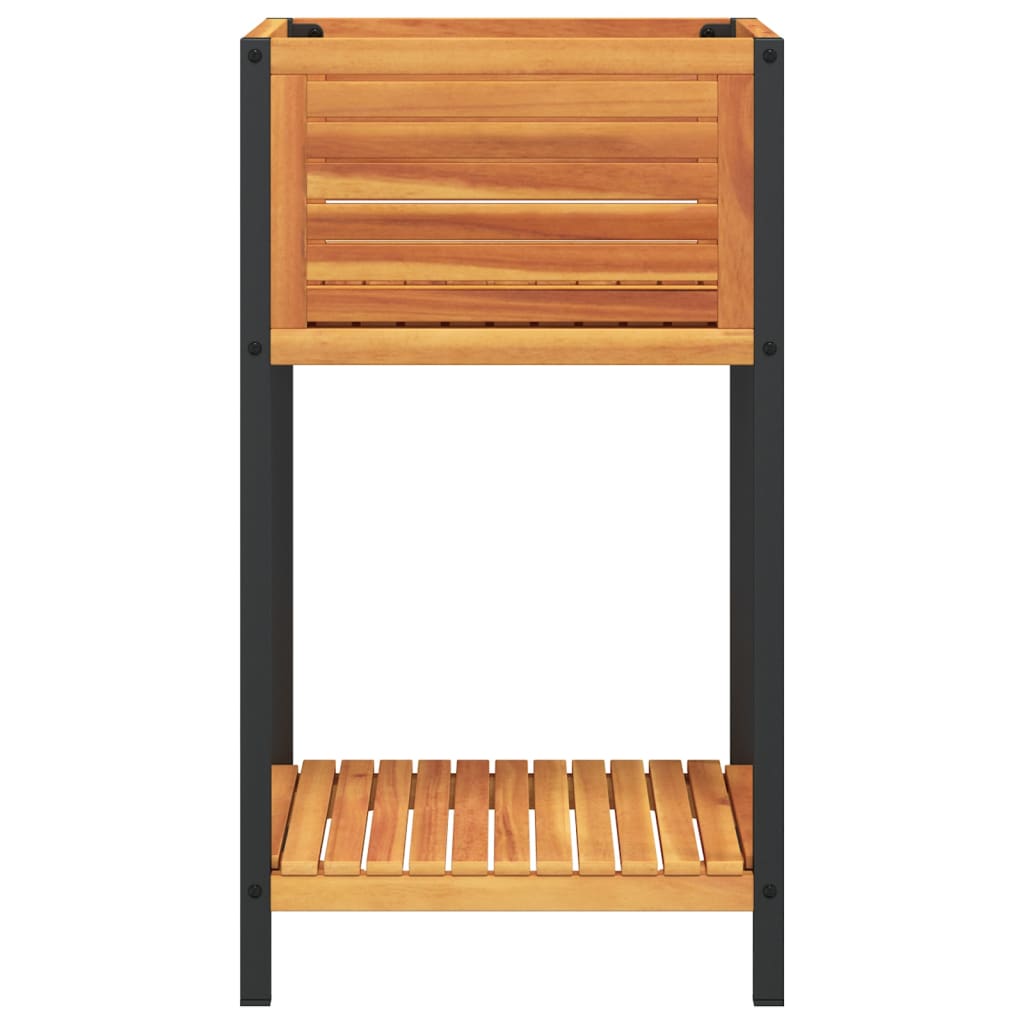 Plantenbak met schap 45x45x80 cm massief acaciahout en staal is nu te koop bij PeponiXL, paradijselijk wonen!