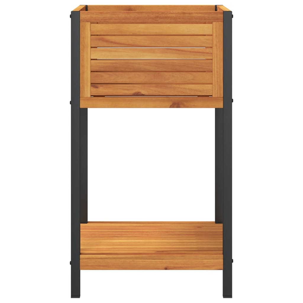 Plantenbak met schap 45x45x80 cm massief acaciahout en staal is nu te koop bij PeponiXL, paradijselijk wonen!
