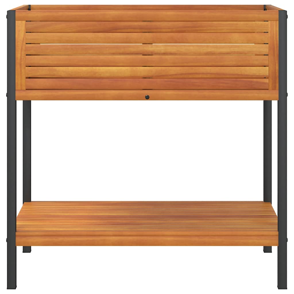 Plantenbak met schap 80x45x80 cm massief acaciahout en staal is nu te koop bij PeponiXL, paradijselijk wonen!
