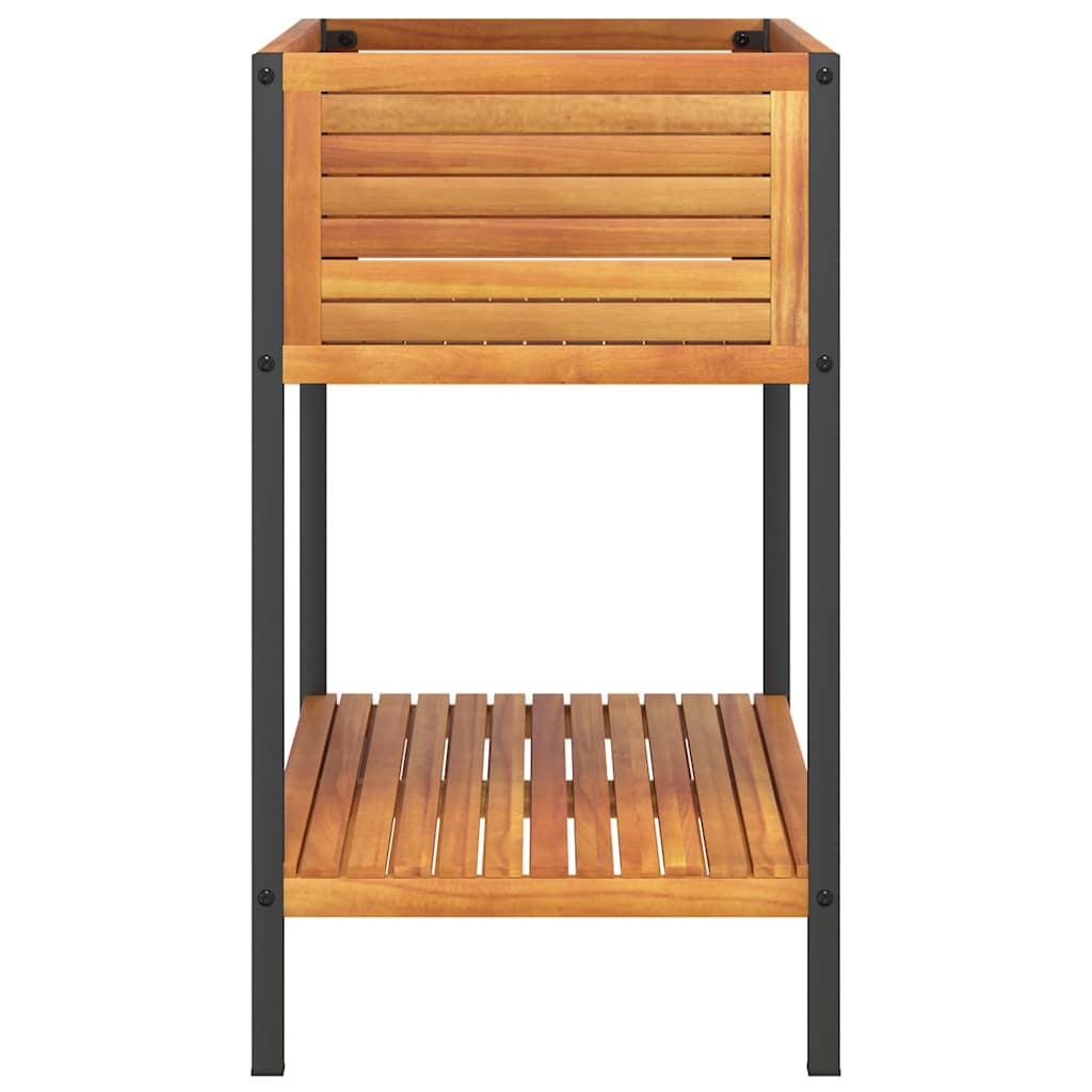 Plantenbak met schap 80x45x80 cm massief acaciahout en staal is nu te koop bij PeponiXL, paradijselijk wonen!