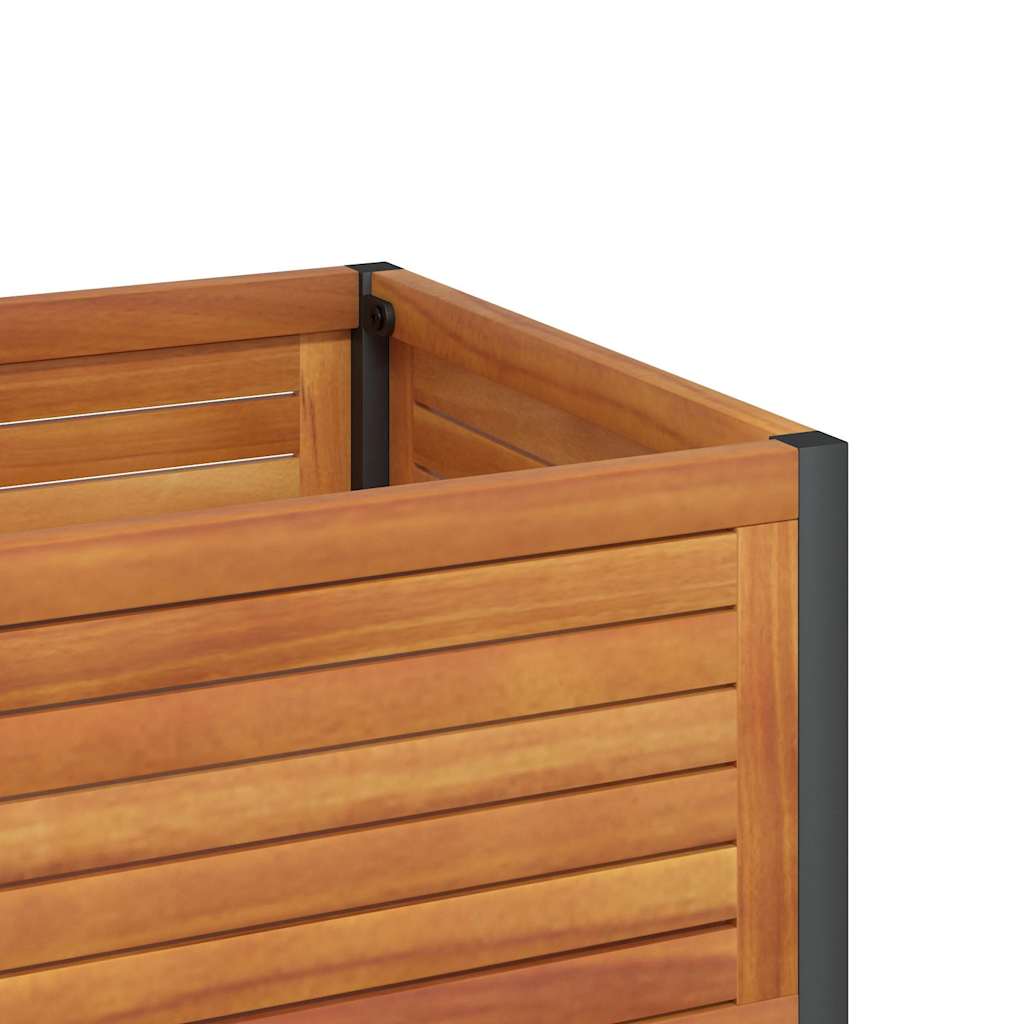Plantenbak met schap 80x45x80 cm massief acaciahout en staal is nu te koop bij PeponiXL, paradijselijk wonen!