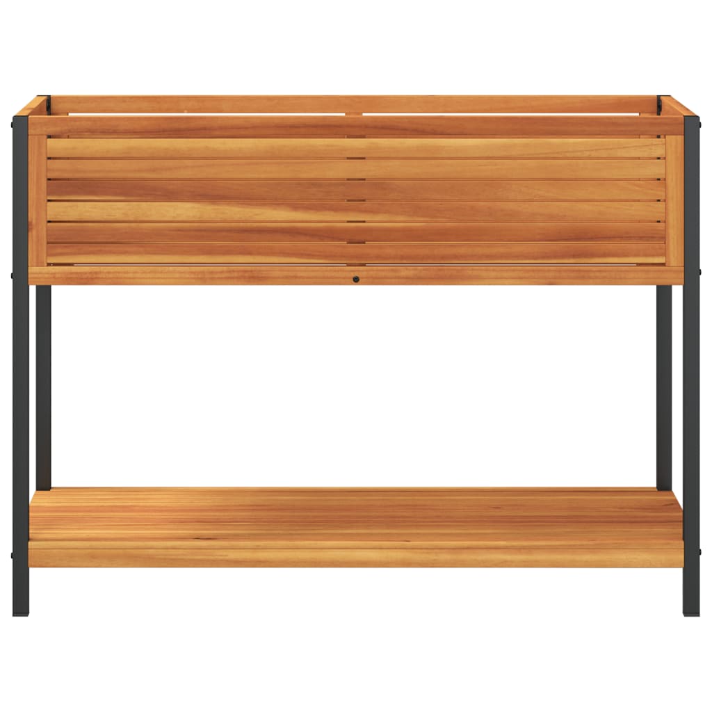 Plantenbak met schap 110x45x80 cm massief acaciahout en staal is nu te koop bij PeponiXL, paradijselijk wonen!