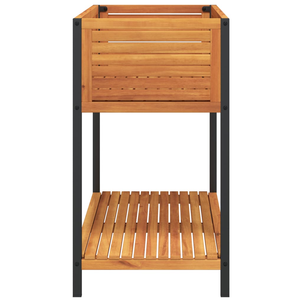 Plantenbak met schap 110x45x80 cm massief acaciahout en staal is nu te koop bij PeponiXL, paradijselijk wonen!