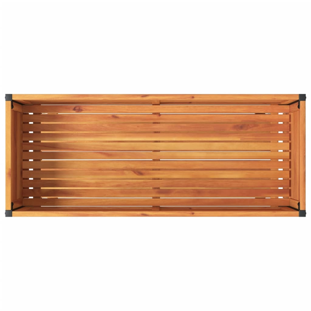 Plantenbak met schap 110x45x80 cm massief acaciahout en staal is nu te koop bij PeponiXL, paradijselijk wonen!