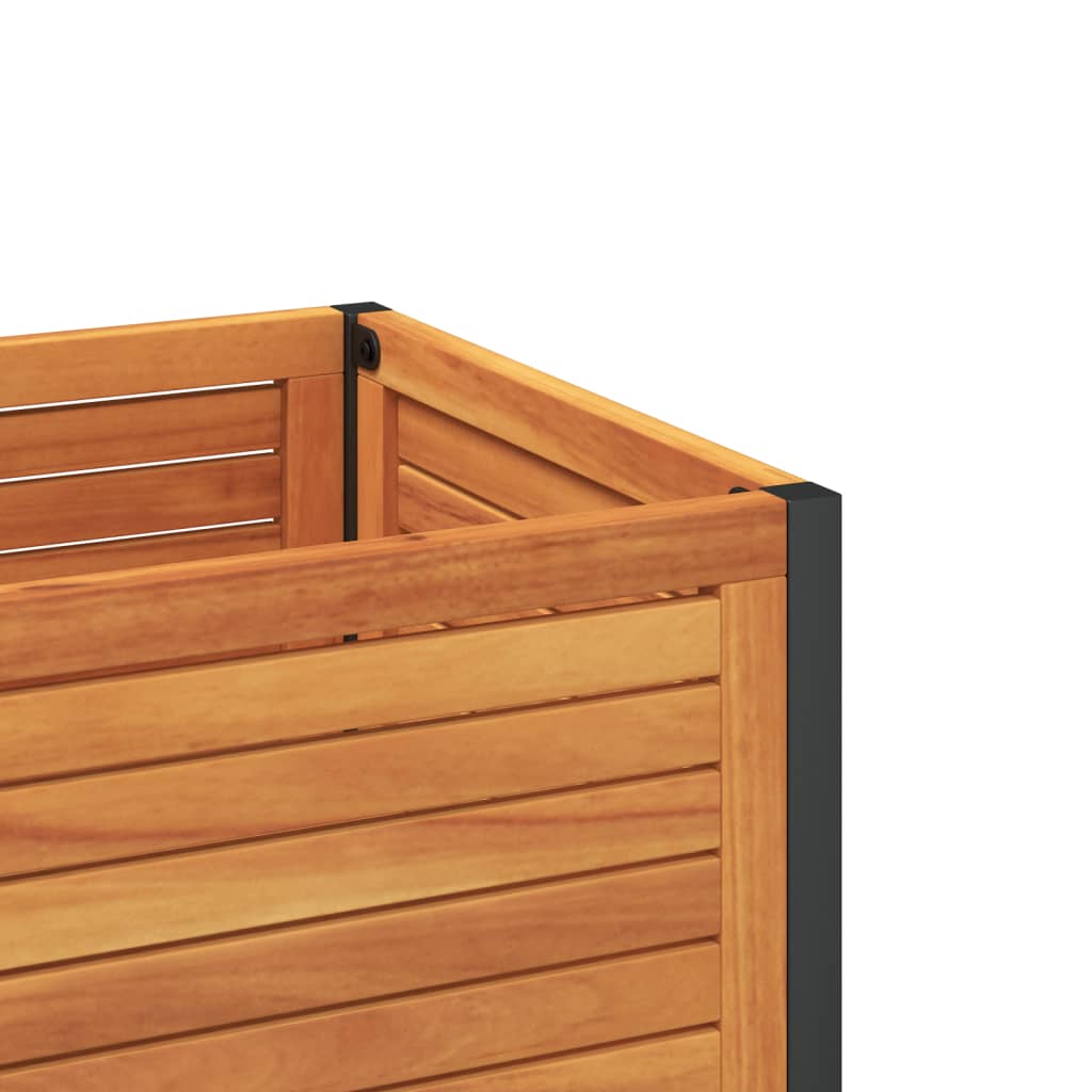 Plantenbak met schap 110x45x80 cm massief acaciahout en staal is nu te koop bij PeponiXL, paradijselijk wonen!