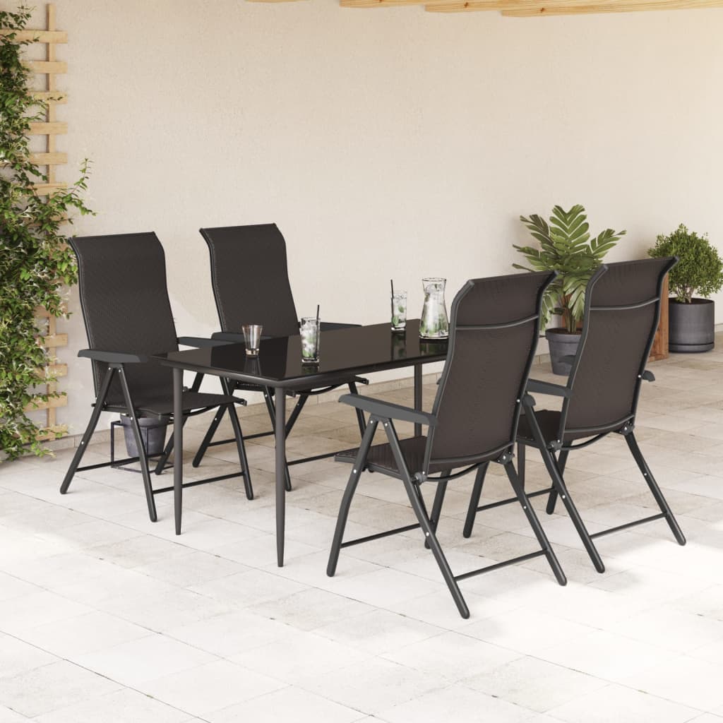 Tuinstoelen 4 st inklapbaar poly rattan zwarte koffiekleur is nu te koop bij PeponiXL, paradijselijk wonen!