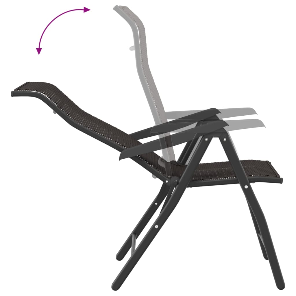 Tuinstoelen 4 st inklapbaar poly rattan zwarte koffiekleur is nu te koop bij PeponiXL, paradijselijk wonen!