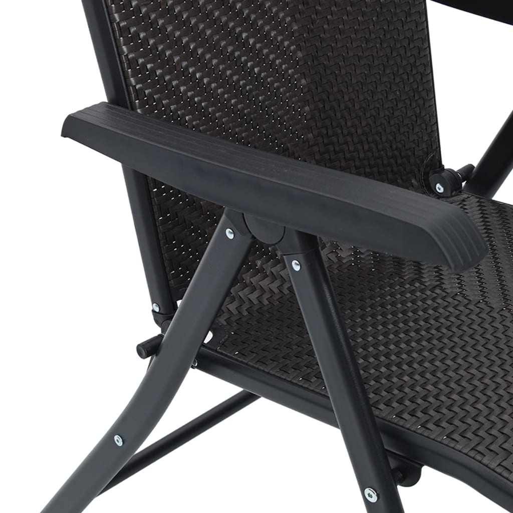 Tuinstoelen 4 st inklapbaar poly rattan zwarte koffiekleur is nu te koop bij PeponiXL, paradijselijk wonen!