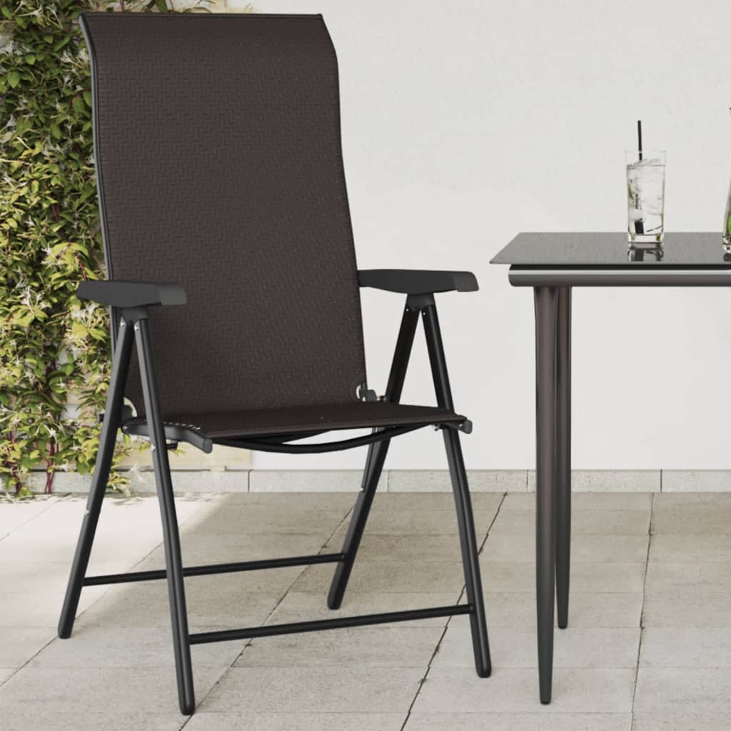 Tuinstoelen 4 st inklapbaar poly rattan zwarte koffiekleur is nu te koop bij PeponiXL, paradijselijk wonen!