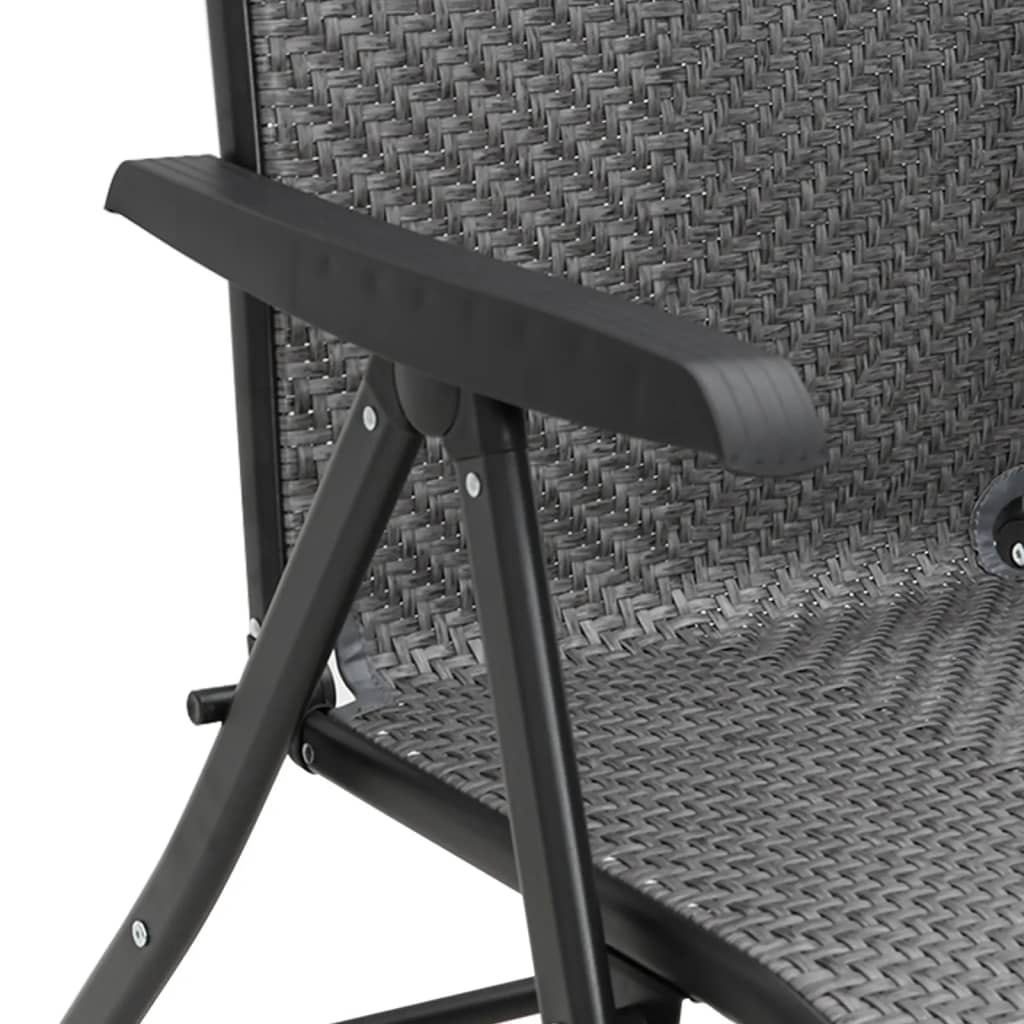 Tuinstoelen 4 st inklapbaar poly rattan grijs is nu te koop bij PeponiXL, paradijselijk wonen!