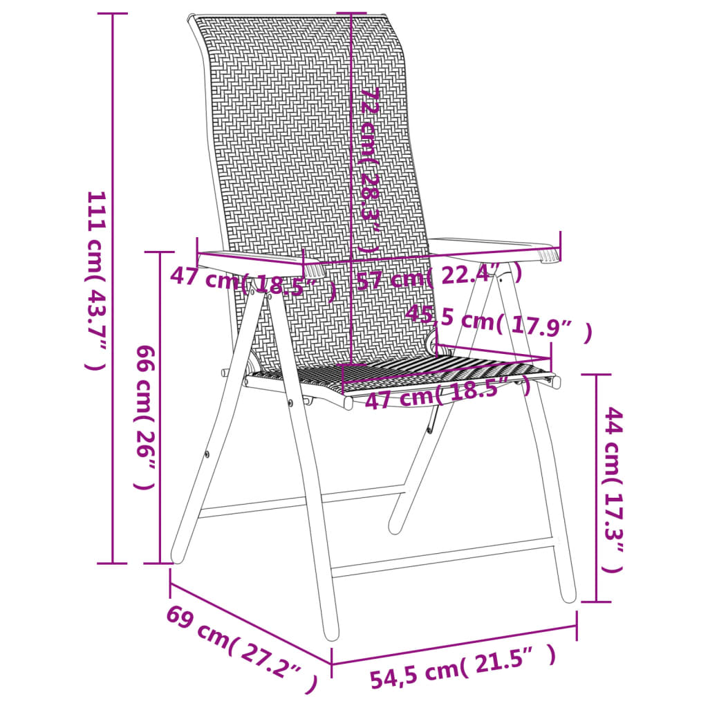 Tuinstoelen 8 st inklapbaar poly rattan bruin is nu te koop bij PeponiXL, paradijselijk wonen!