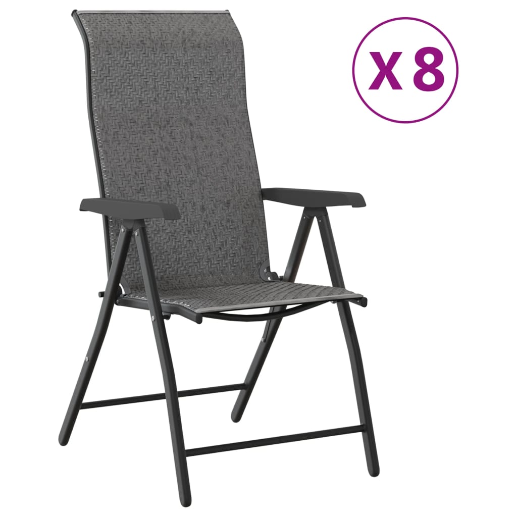 Tuinstoelen 8 st inklapbaar poly rattan grijs is nu te koop bij PeponiXL, paradijselijk wonen!
