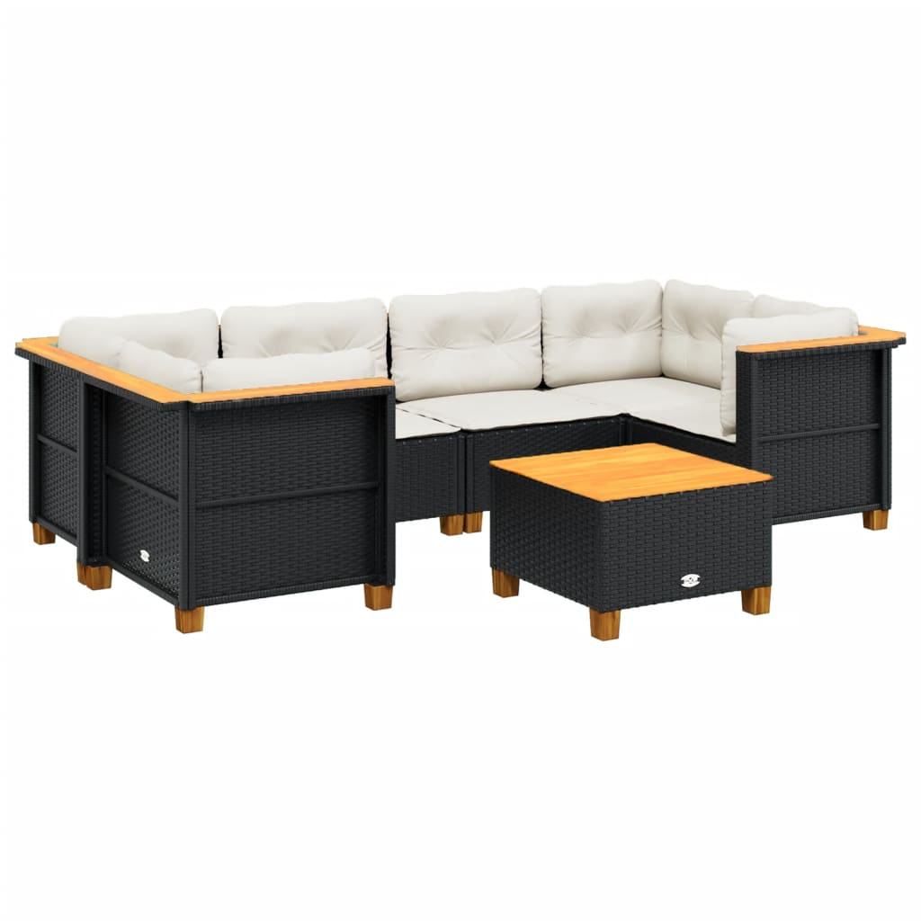 7-delige Loungeset met kussens poly rattan zwart is nu te koop bij PeponiXL, paradijselijk wonen!