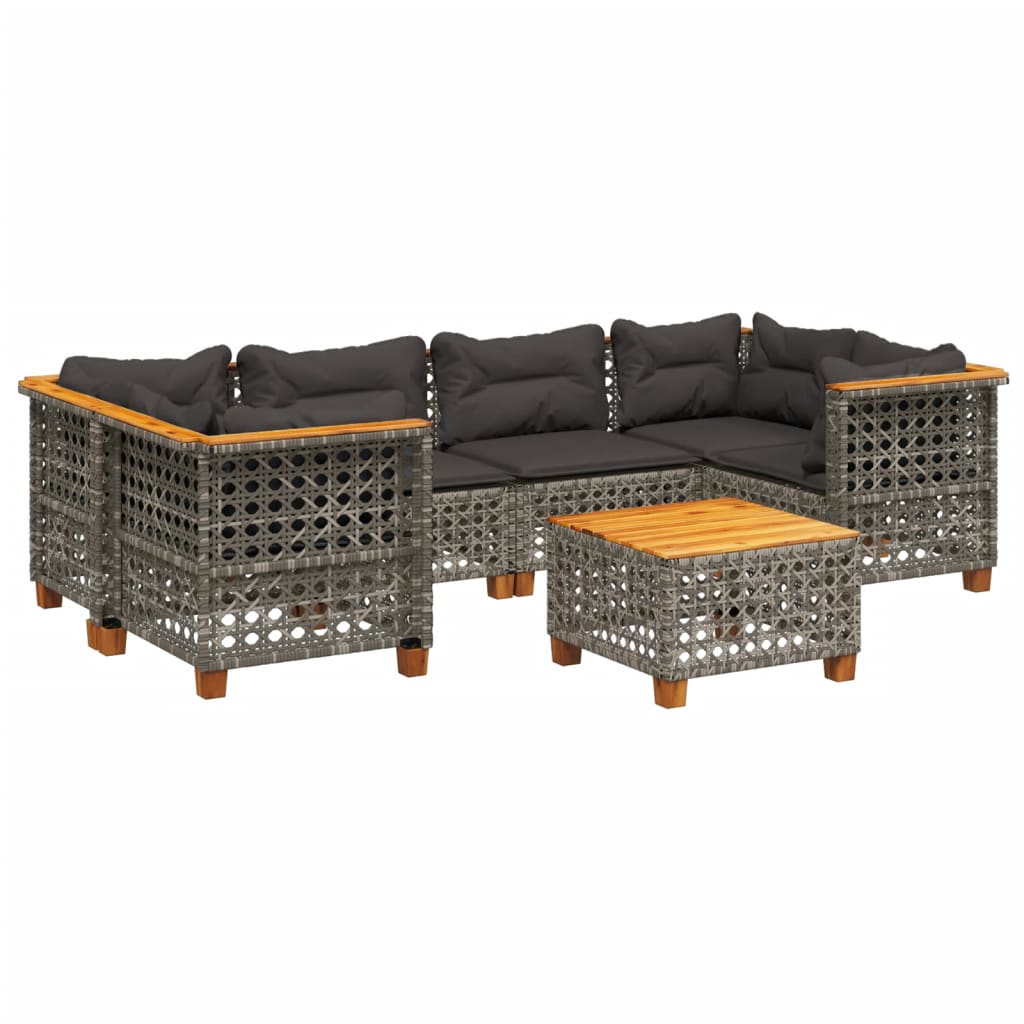 7-delige Loungeset met kussens poly rattan grijs is nu te koop bij PeponiXL, paradijselijk wonen!