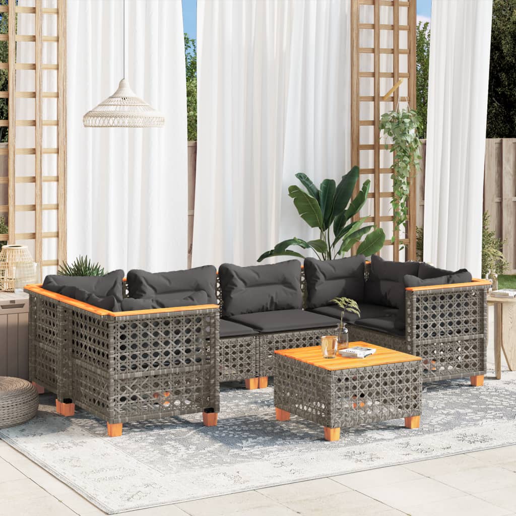 7-delige Loungeset met kussens poly rattan grijs is nu te koop bij PeponiXL, paradijselijk wonen!