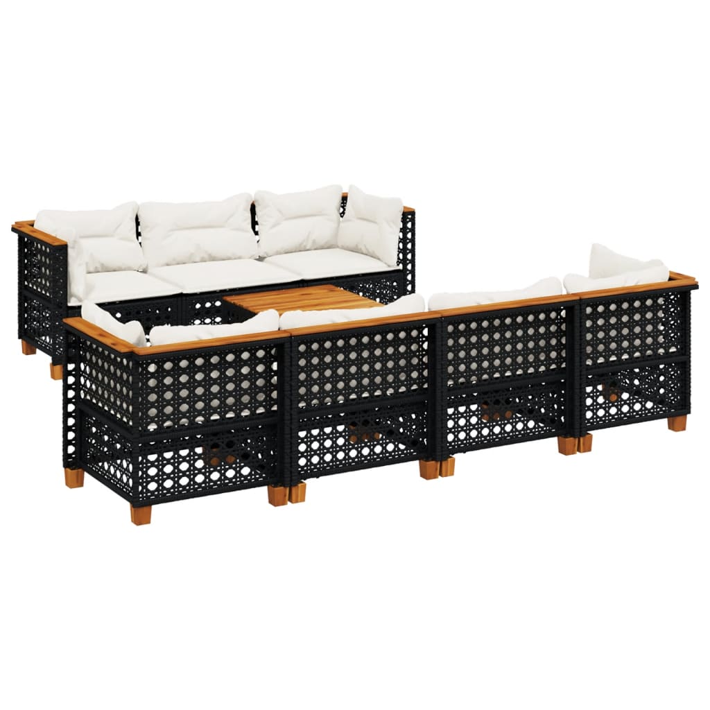 8-delige Loungeset met kussens poly rattan zwart is nu te koop bij PeponiXL, paradijselijk wonen!