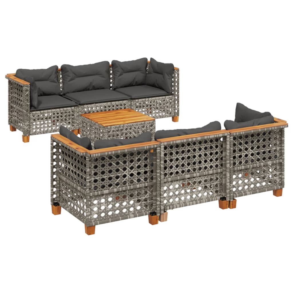 8-delige Loungeset met kussens poly rattan grijs is nu te koop bij PeponiXL, paradijselijk wonen!