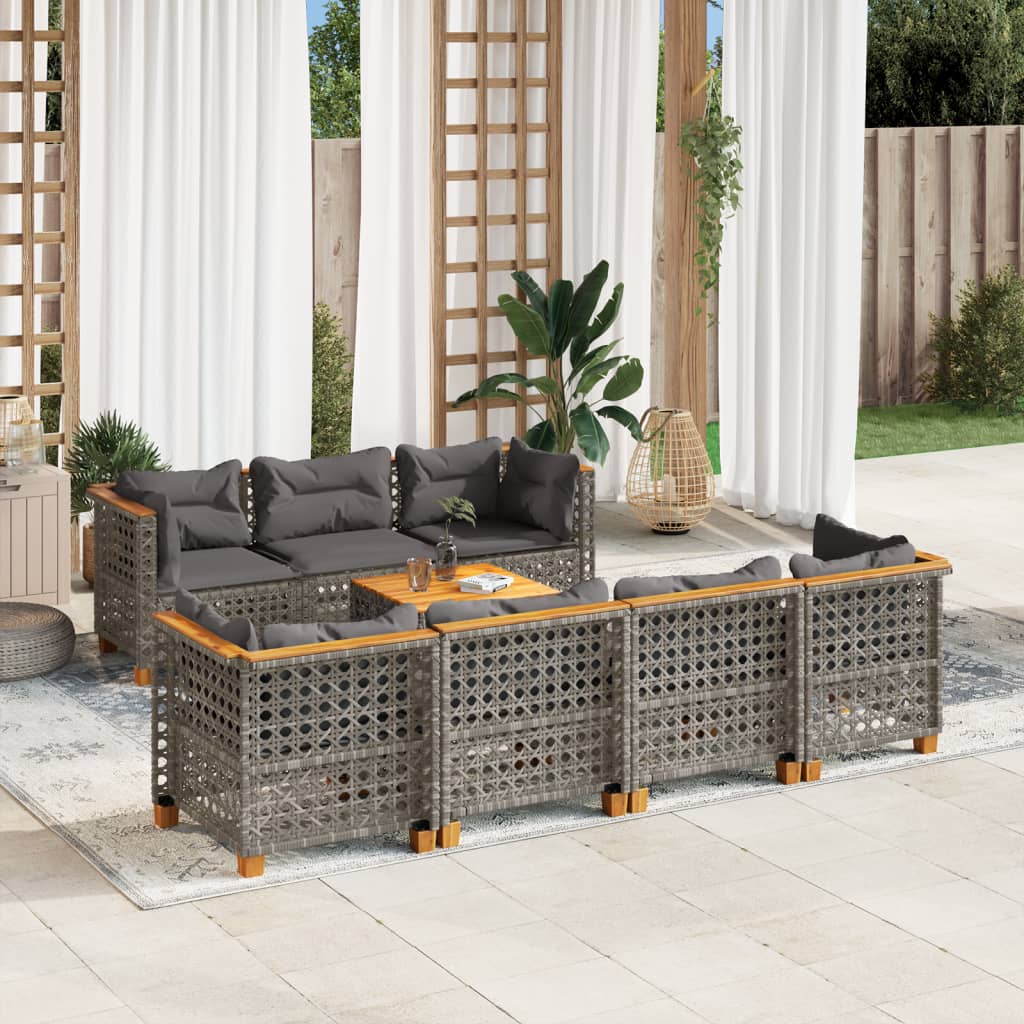 8-delige Loungeset met kussens poly rattan grijs is nu te koop bij PeponiXL, paradijselijk wonen!