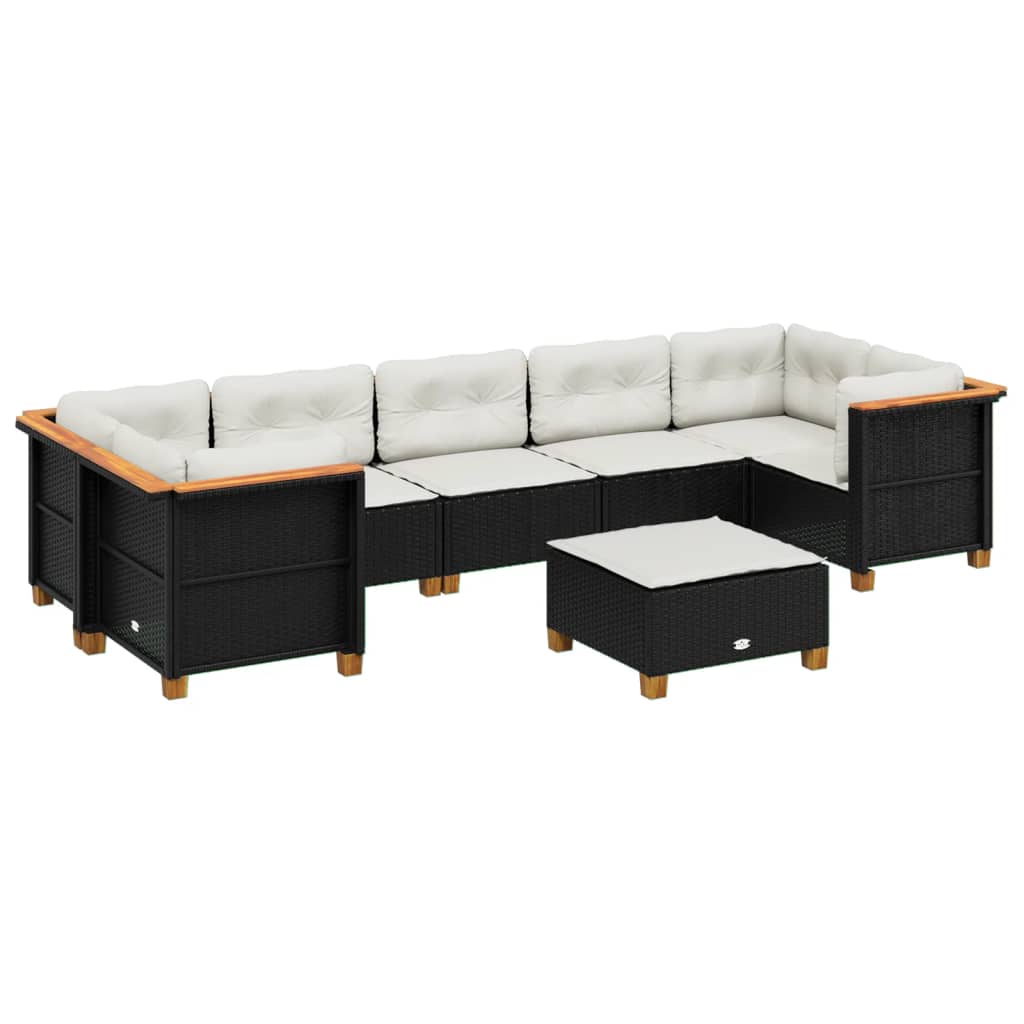 8-delige Loungeset met kussens poly rattan zwart is nu te koop bij PeponiXL, paradijselijk wonen!