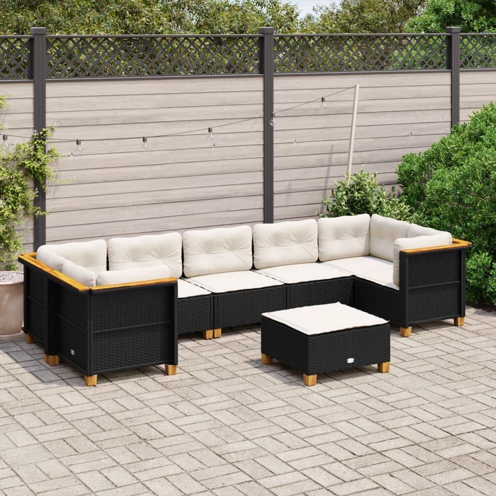 8-delige Loungeset met kussens poly rattan zwart is nu te koop bij PeponiXL, paradijselijk wonen!