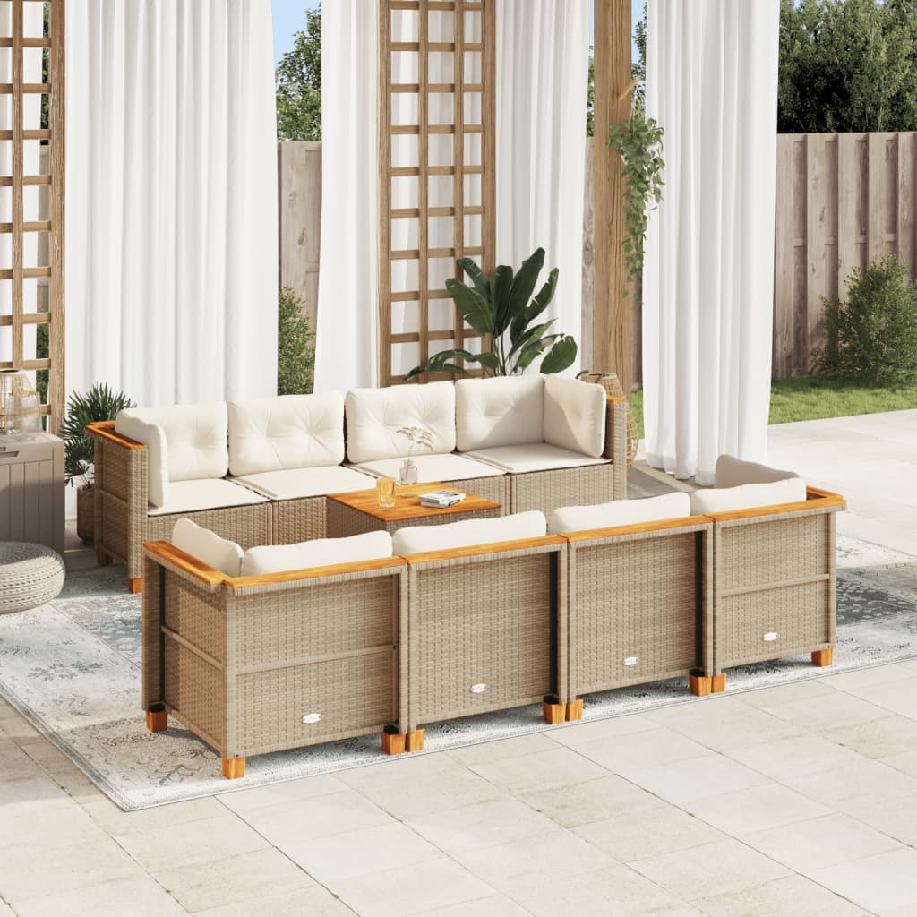 9-delige Loungeset met kussens poly rattan beige is nu te koop bij PeponiXL, paradijselijk wonen!