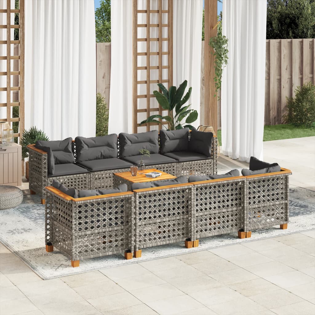 9-delige Loungeset met kussens poly rattan grijs is nu te koop bij PeponiXL, paradijselijk wonen!