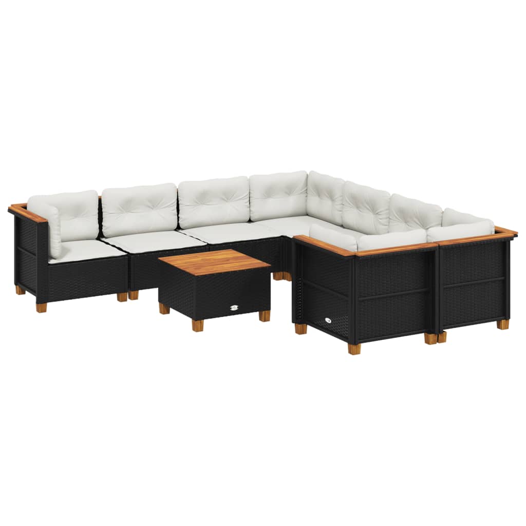 9-delige Loungeset met kussens poly rattan zwart is nu te koop bij PeponiXL, paradijselijk wonen!