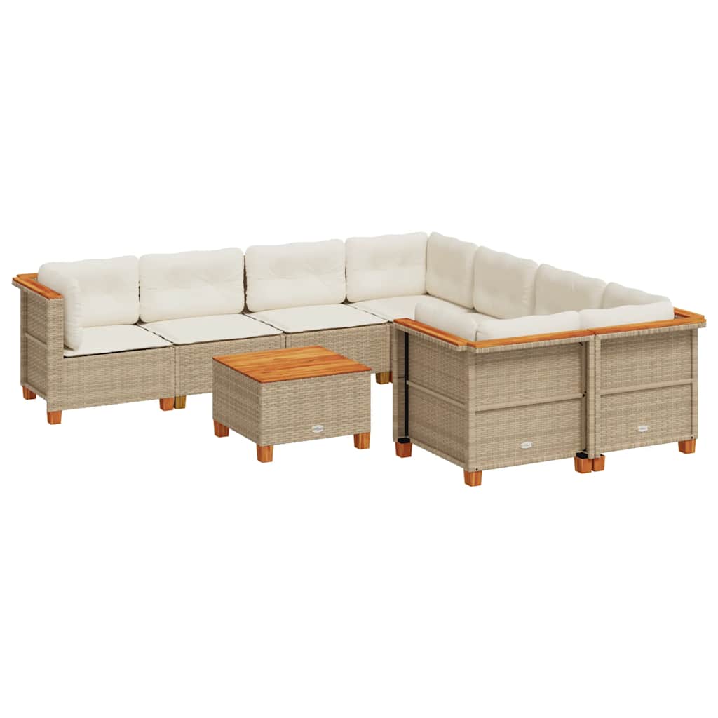9-delige Loungeset met kussens poly rattan beige is nu te koop bij PeponiXL, paradijselijk wonen!