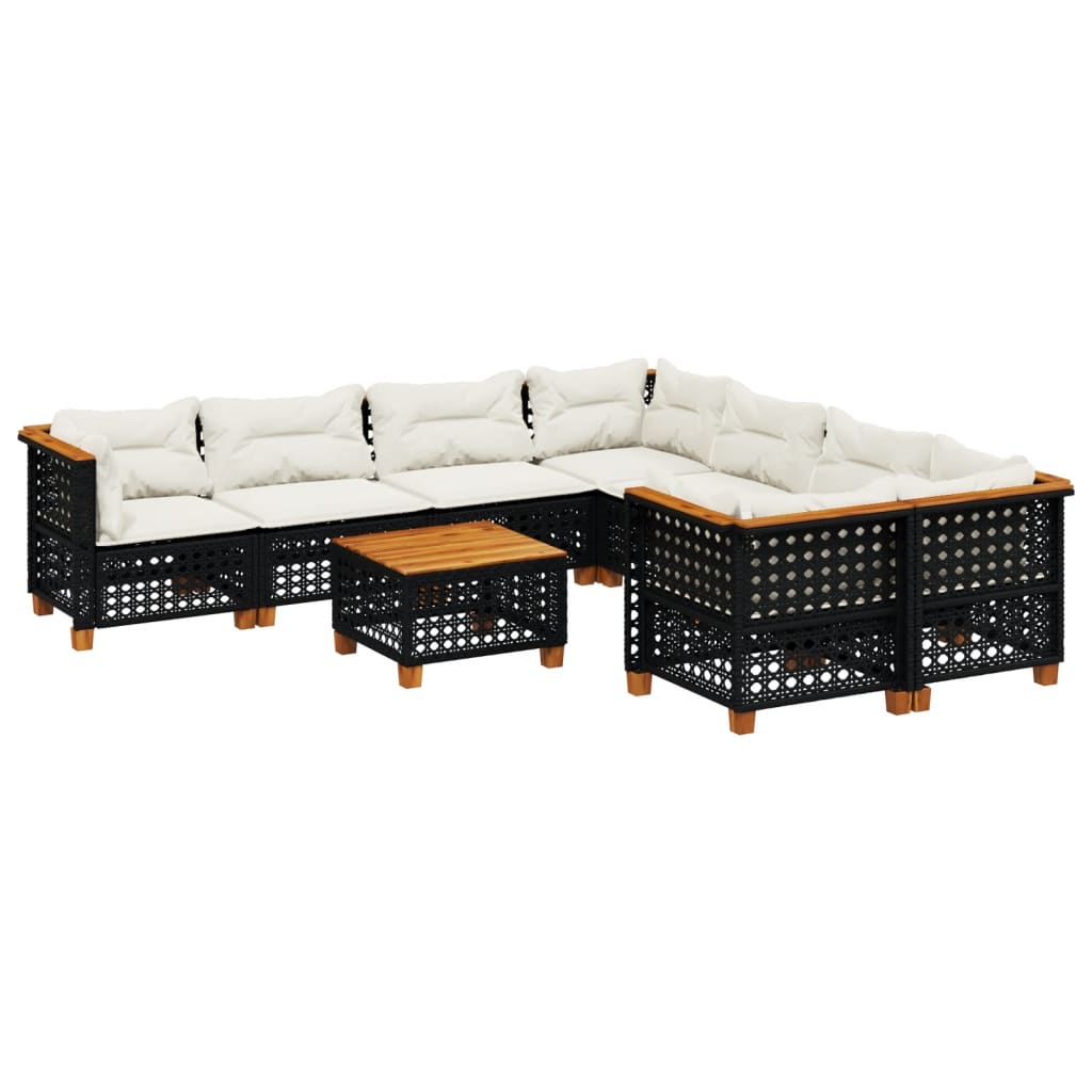 9-delige Loungeset met kussens poly rattan zwart is nu te koop bij PeponiXL, paradijselijk wonen!
