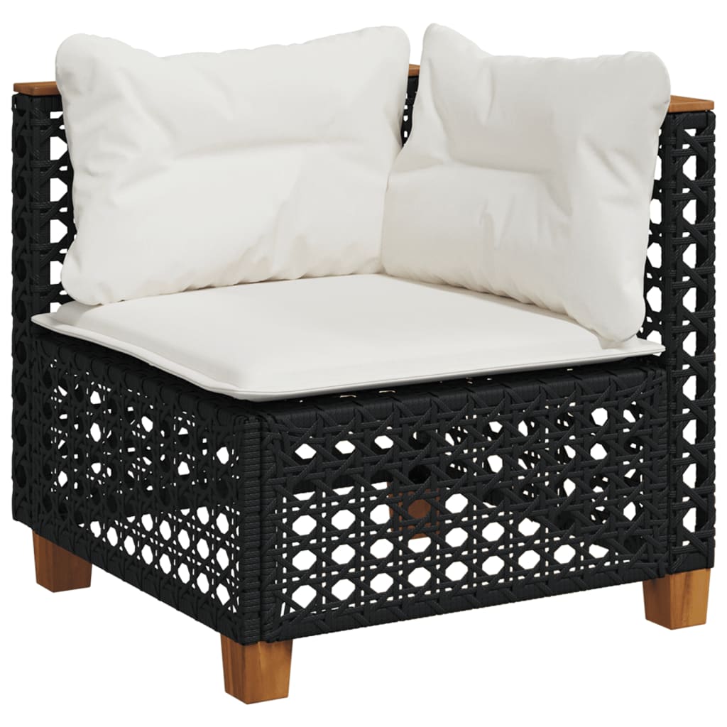 5-delige Loungeset met kussens poly rattan zwart is nu te koop bij PeponiXL, paradijselijk wonen!