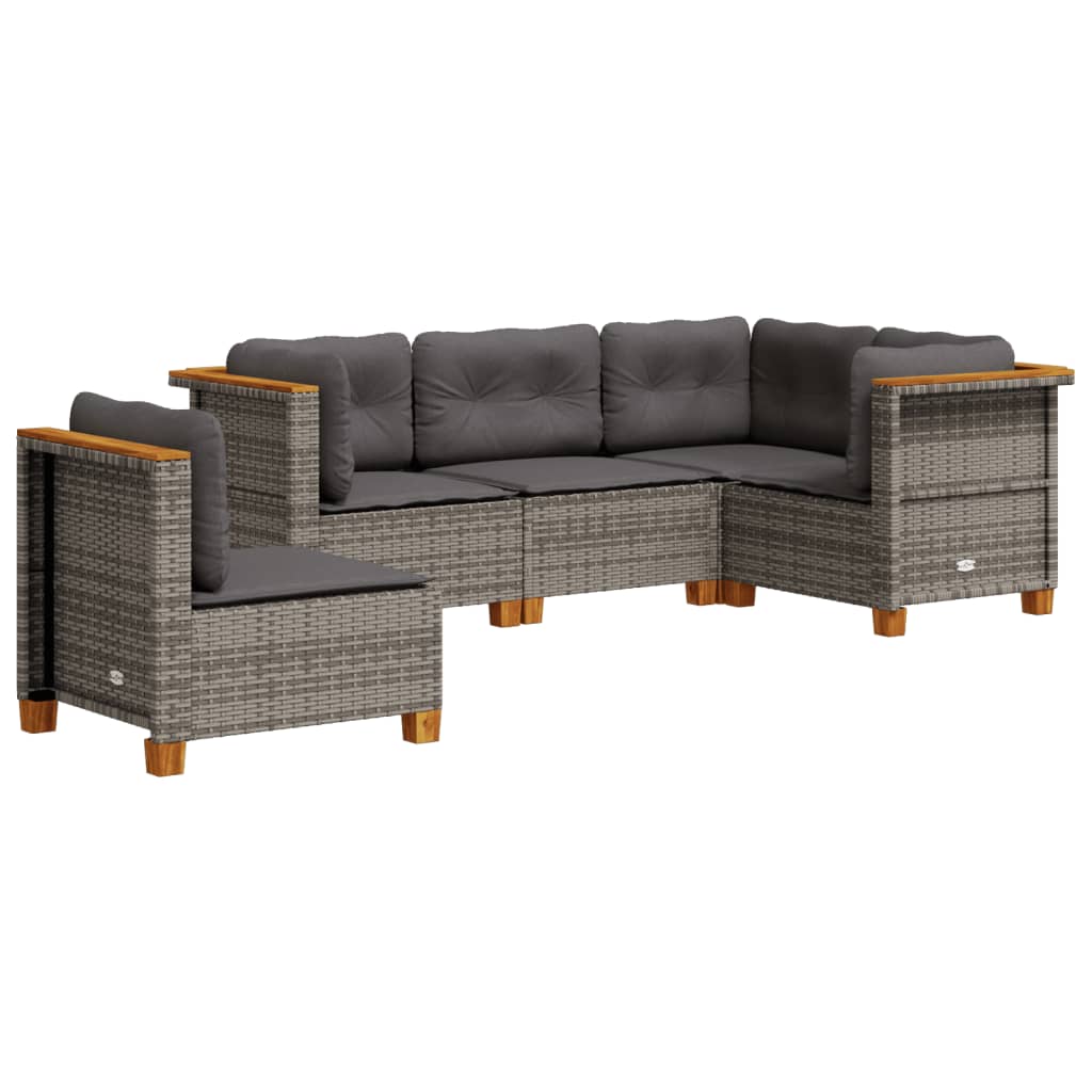 5-delige Loungeset met kussens poly rattan grijs is nu te koop bij PeponiXL, paradijselijk wonen!