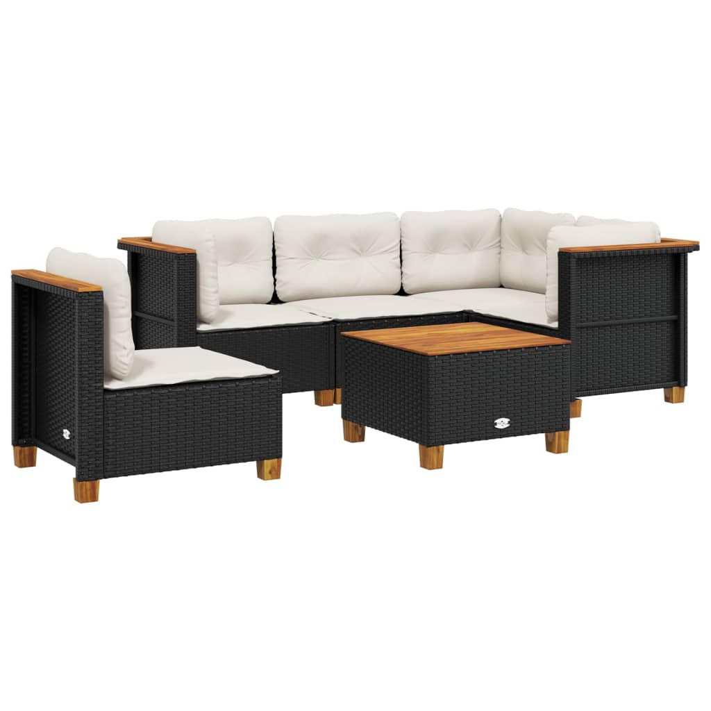 6-delige Loungeset met kussens poly rattan zwart is nu te koop bij PeponiXL, paradijselijk wonen!