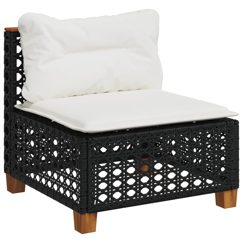 6-delige Loungeset met kussens poly rattan zwart is nu te koop bij PeponiXL, paradijselijk wonen!