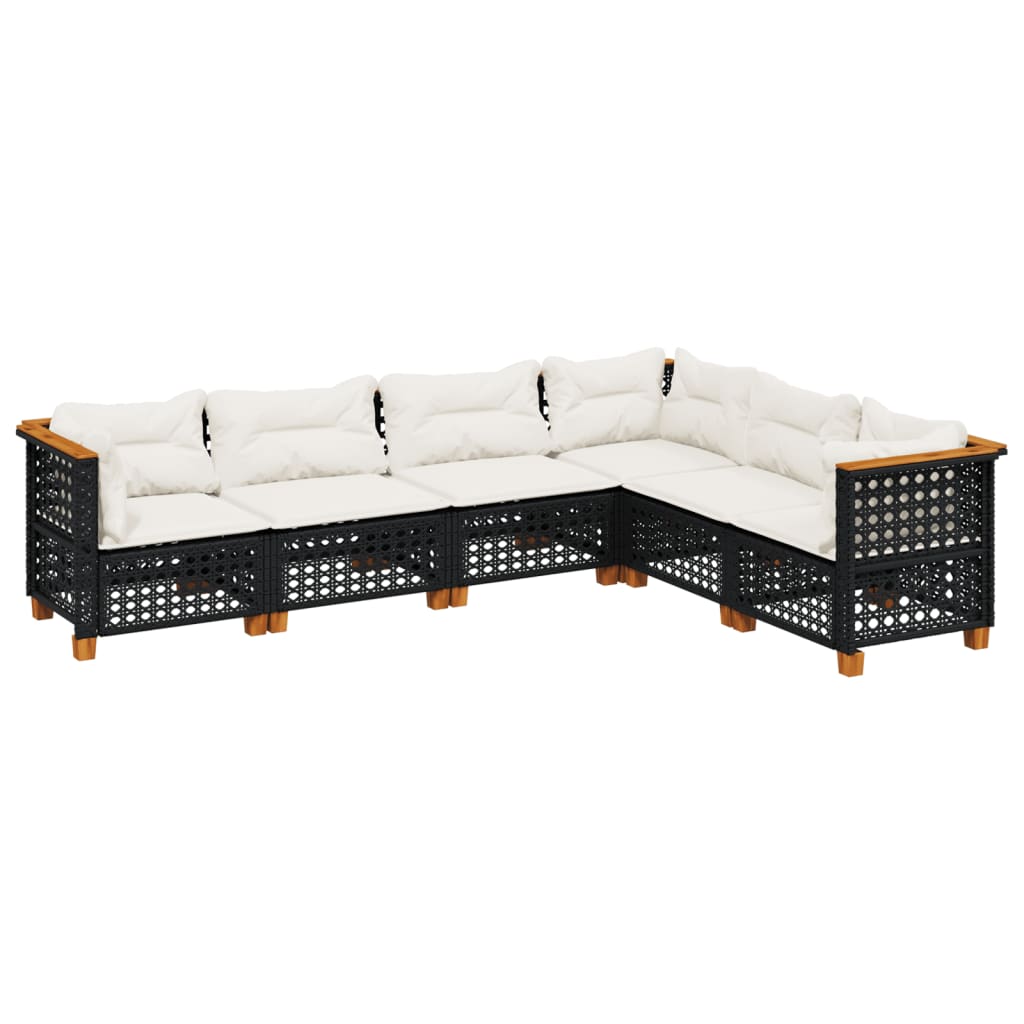 6-delige Loungeset met kussens poly rattan zwart is nu te koop bij PeponiXL, paradijselijk wonen!